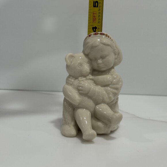 VTG 1994 Lenox China Jewels Teddy's Tired Figurine Girl Hugging Teddy Bear 4" - Picture 9 of 10